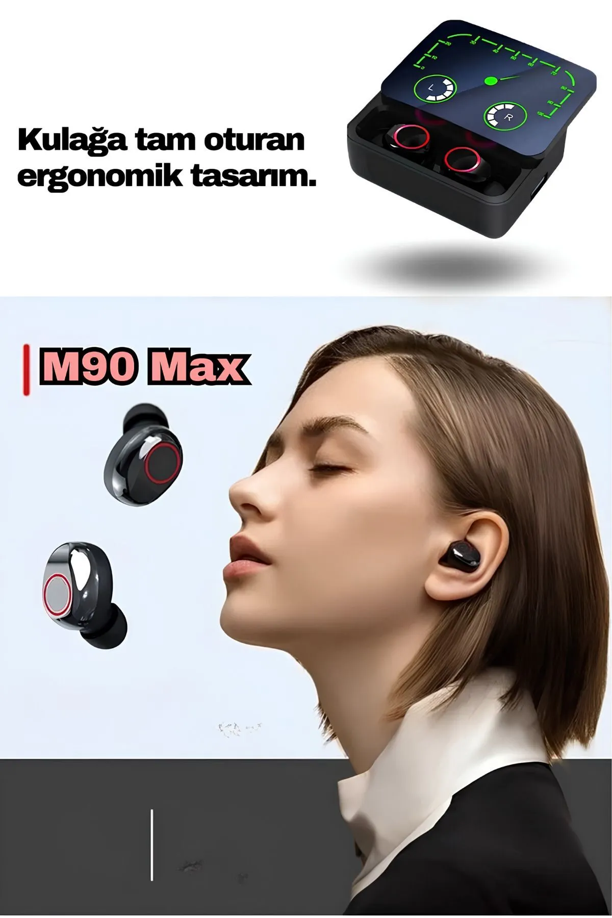 Bilişim Burada M90 Max Bluetooth Kulaklık Powerbankli Hız Göstergeli Mikrofonlu Kulak içi Oyuncu Rgb Stereo V5-3